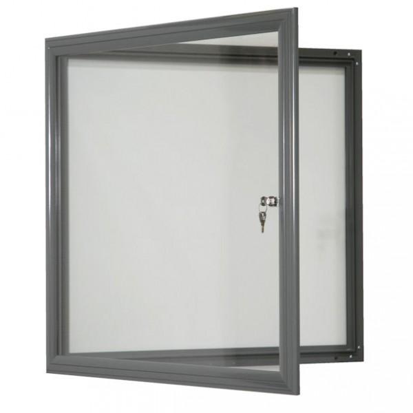 Vitrine fine d'extérieur gris - vitre plexi 1 x A4 - étanche et naturellement ventilée - Marque Rolléco_0