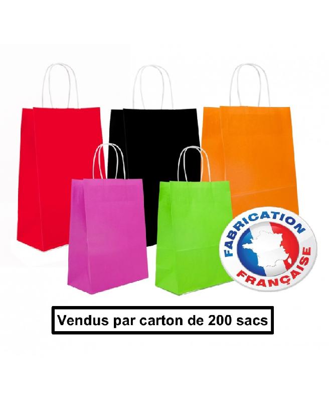 3335bpf1 - Sac kraft couleur à poignées torsadées - Kraft blanc lisse 100g - 6 couleurs - Fabriqué en France_0