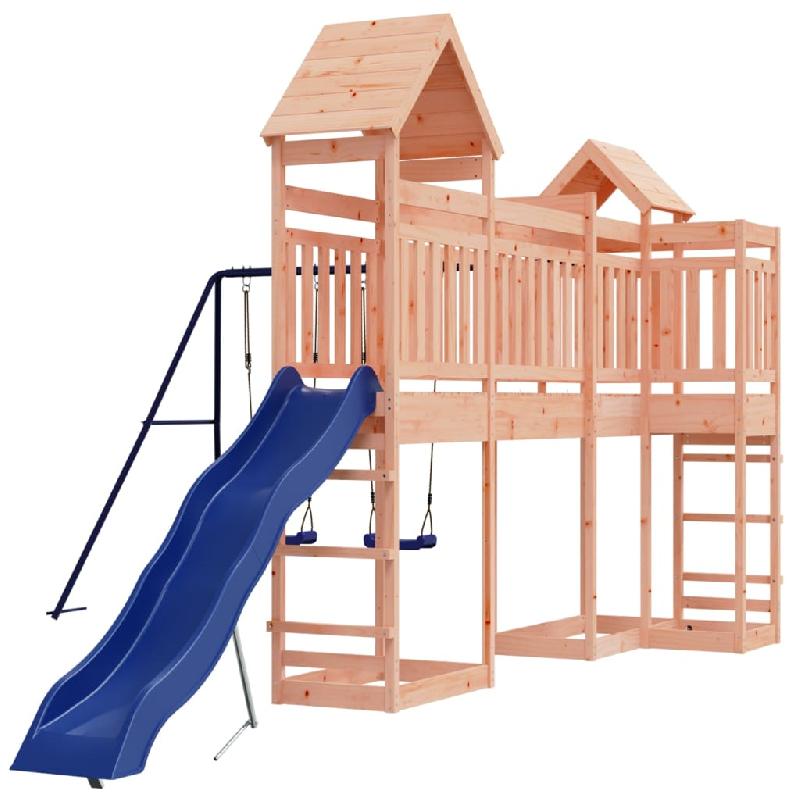 Aire de jeux d'extérieur en bois massif de douglas - 362 x 560 x 264 cm avec toboggan ondulé, double balançoire et bacs à sable - 02_0004872_0