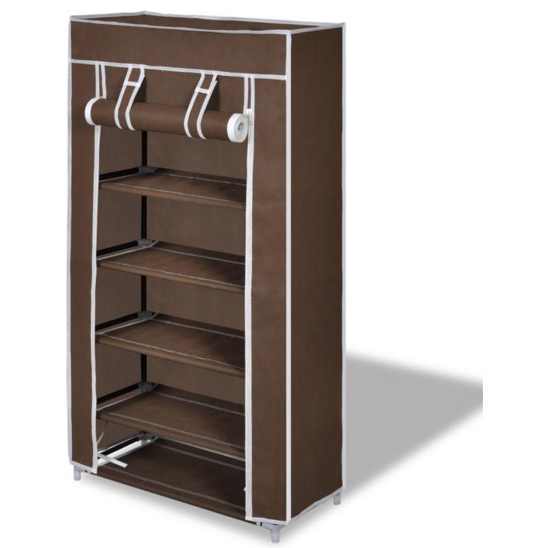 Armoires Chaussure Etagere 10 Paires Tissu Marron Marron