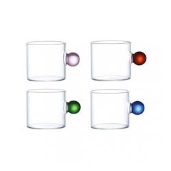 Aulica Tasses à café en verre avec poignée boule colorée 100ml - lot de 4 - transparent 216801_0