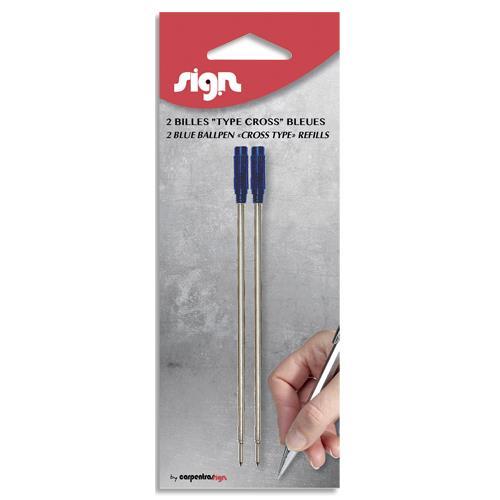 BLISTER DE 2 RECHARGES BILLES COMPATIBLE SIGN CROSS POINTE MOYENNE - COLORIS BLEU
