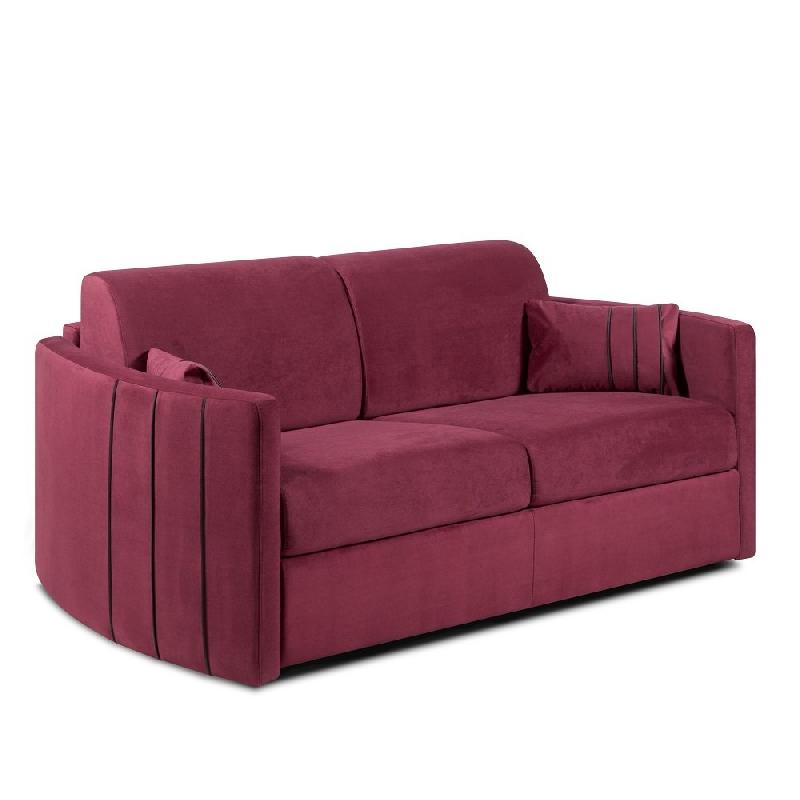 CANAPÉ EXPRESS CAPRI COUCHAGE 140 CM MATELAS 16 CM ACCOUDOIRS STYLISÉS VELOURS BORDEAUX_0