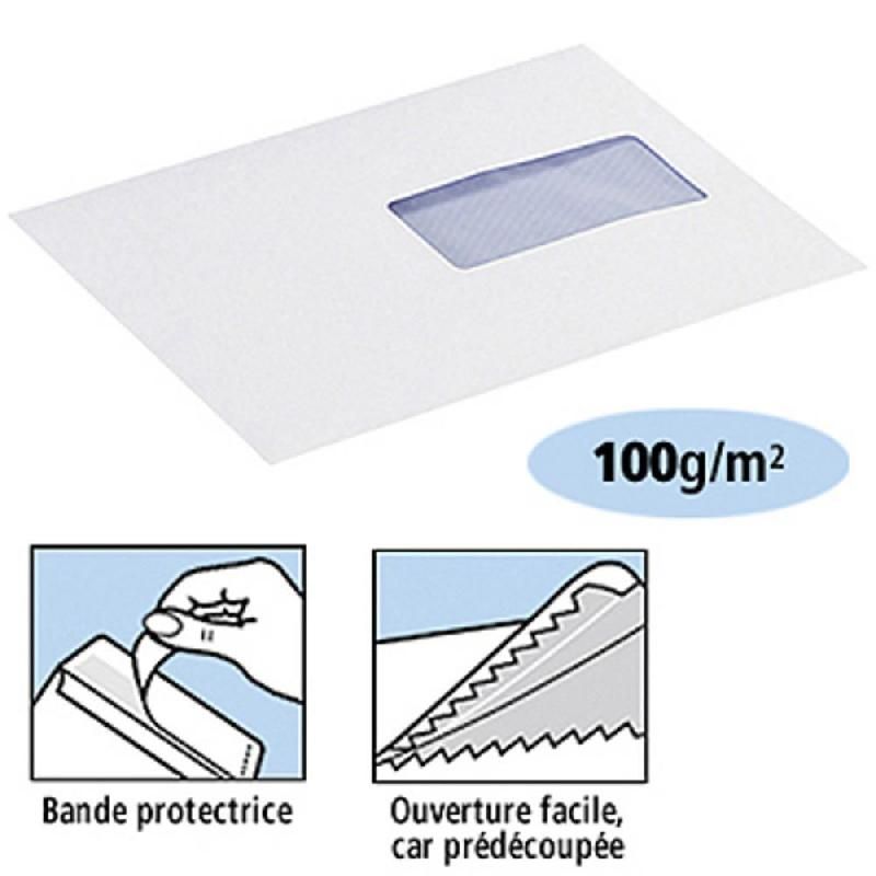 COURONNE ENVELOPPE BLANCHE PREMIUM - LA COURONNE -  - 162 X 229 MM - AVEC FENÊTRE 45 X 100 MM - 100 G/M2 - BOÎTE DE 200