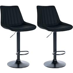 Décoshop26 - Lot de 2 tabourets de bar réglable en hauteur pivotant à 360° assise en PVC noir couture verticale pied métal noir 10_0004423 - noir_0
