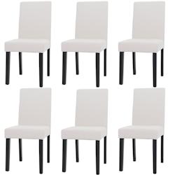 Décoshop26 - Lot de 6 chaises de salle à manger dossier haut en tissu velours côtelé crème pieds en bois foncés 04_0007640 - 3000262211340_0