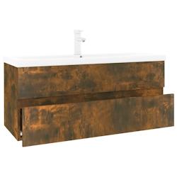 Helloshop26 - Meuble lavabo avec bassin intégré chêne fumé bois d'ingénierie 02_0006872 - 3000372324633_0
