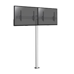KIMEX Support sur pied pour 2 écrans TV 50'' - 55'' - VESA 200x200 à 600x400 - Hauteur 240 cm - A visser - Gris - 031-1221K3_0