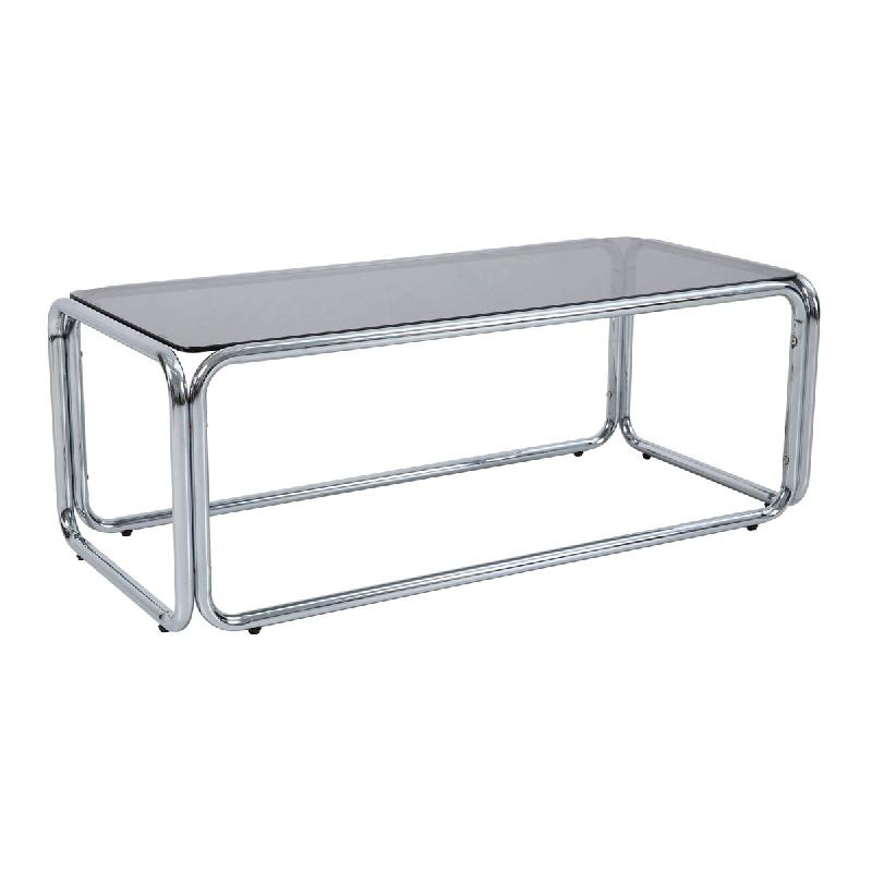 Oviala Business Oviala Table basse rectangulaire L110 cm en métal et en verre noir - noir verre 114446_0