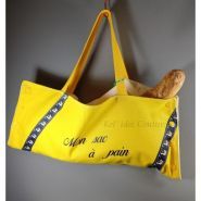 Sac à pain horizontal - Kel' idée Couture - tissu coton jaune décoré, doublé, 52x22 cm_0