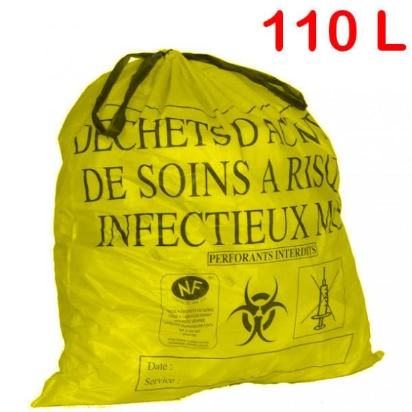 Sac poubelle à déchets infectieux - 110 litres - Flexitène renforcé NF X30-501_0