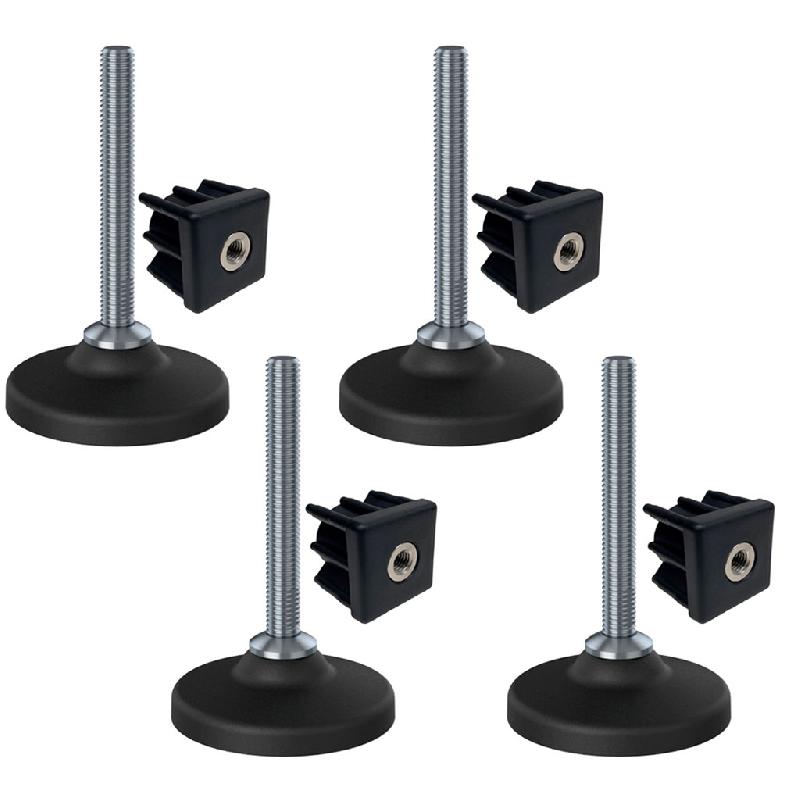 Pieds de nivellement en acier inoxydable 12x100 base en plastique + inserts 40x40x12 1,5mm - 4 pcs_0