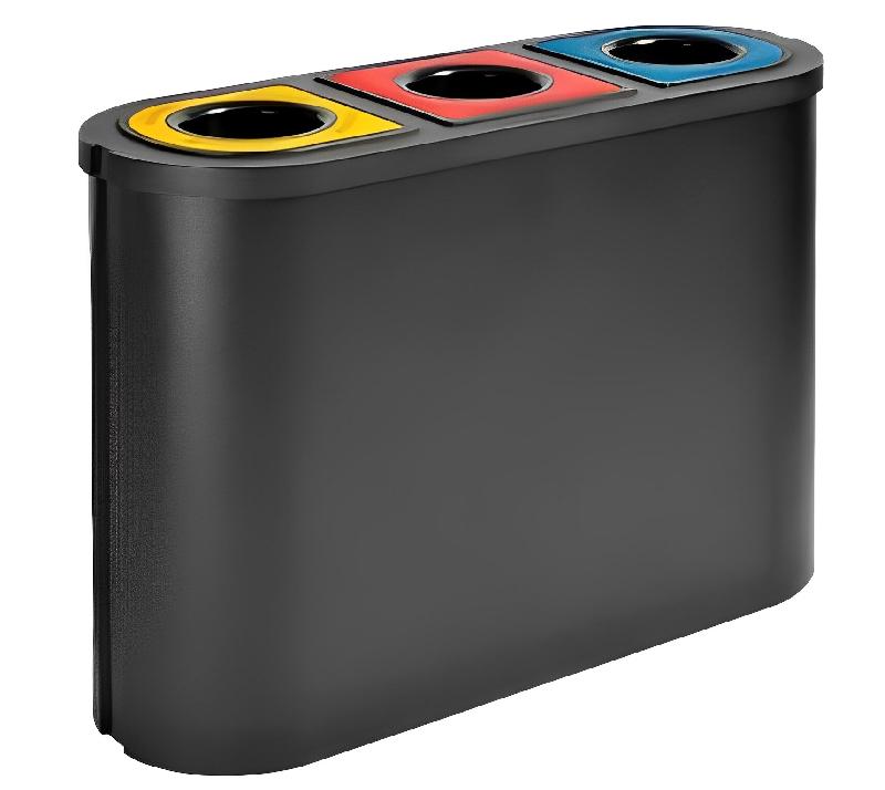 Station de tri sélectif 135 Litres - 3 flux - Noir ou Gris clair - 100% plastique recyclé_0