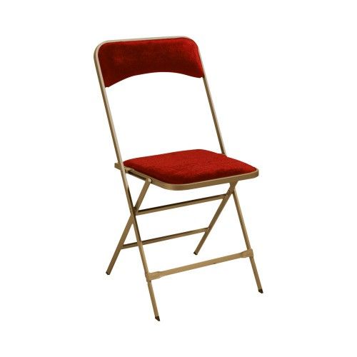 Apolline - chaise pliante en tissu attachable - Vif Furniture - bronze/rouge - dossier capitonné et mousse haute densité_0