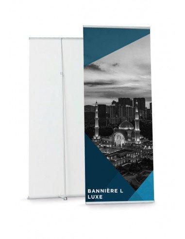 Bannière L - Structure Luxe 90x200 - Référence: PE-LBAN-LUXE avec base stable et rails clic-clac_0