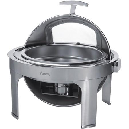 Chafing Dish inox rond - couvercle rotatif Roll Top - 510x540x480 mm - livré avec brûleur à alcool_0