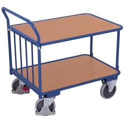 Chariot manuel à plateaux avec dossier tubulaire - capacité 400 kg - structure modulaire et roues anti-trace_0