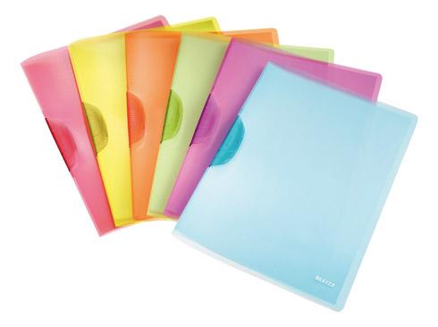 LOT DE 6 - CHEMISE DE PRÉSENTATION À CLIP COLORÉ LEITZ COLOR CLIP 22 X 31 CM TRANSLUCIDES ASSORTIES