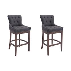 CLP Lot de 2 Tabourets de Bar Lakewood en Tissu Gris foncé/Antique - gris textile 304575_0