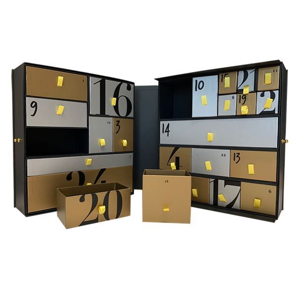 Coffret cadeau calendrier de l'Avent - 24 tiroirs numérotés - AM Packaging Company Limited - 280x310x170mm - Réutilisable et en carton épais_1
