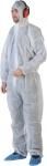 Combinaison blanche à cagoule - Taille L - Référence 357621 - Protection contre éclaboussures chimiques, poussières toxiques et agents infectieux_0