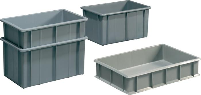 Conteneur de transport gerbable rectangulaire 37,0 L - PE gris - L503xl340xH257 mm - MAUSER - haute résistance et compatible alimentaire_0