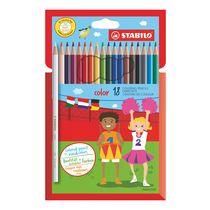 CRAYON DE COULEUR STABILO COLOR COULEURS ASSORTIES DONT 3 FLUOS - POCHETTE DE 18