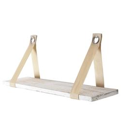 Décoshop26 - Étagère murale suspendue en bois clair aspect vintage 21x50cm blanc vieilli vintage 04_0005184 - blanc 3000577932695_0