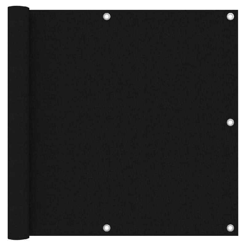 Écran de balcon brise-vue - Protection confidentialité 90x400 cm - Tissu Oxford noir imperméable avec œillets aluminium_0
