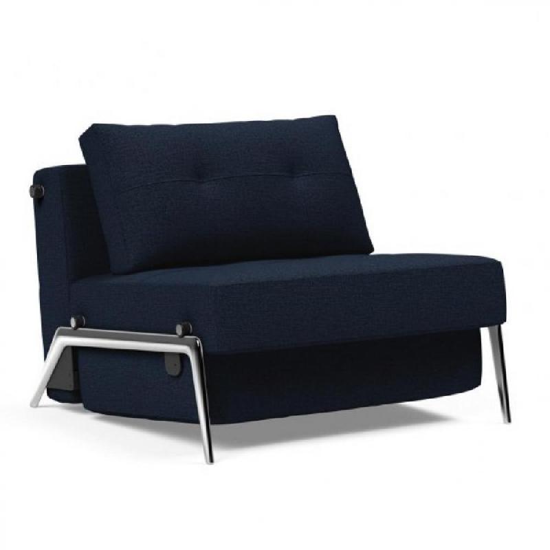 INNOVATION LIVING  FAUTEUIL DESIGN CUBED 02 ALU CONVERTIBLE 200*90CM TISSU MIXED DANCE BLUE_0