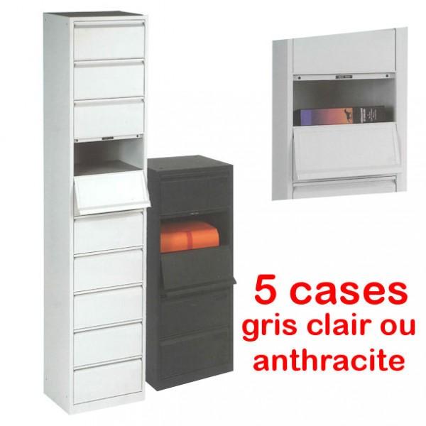 Meuble à clapets - 5 cases - Gris clair - Rangement organisé - Marque Rolléco_0