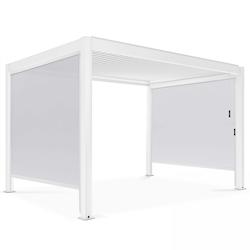 Oviala Business - Pergola bioclimatique autoportée ATHÈNES 3x4m avec stores SPARTE 2,66 x 2,34m en aluminium blanc_0
