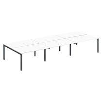 Pôle 6 bureaux droits Teamline L 420 cm - plateaux blanc piètement métal anthracite arche_0