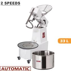 Pétrin à spirale 33 lt 2 vit. - tête relevable, cuve amovible - automatique, digitale, sur roues dim. 420x785xh700 - DH33AL/T2V_0