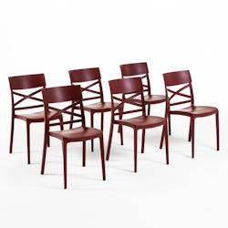 RATTATAN Set 6 Chaises en polypropylène avec fibre de verre empilables pour extérieur et jardin, bar et restaurant, cuisine design moderne - MARTINA_0
