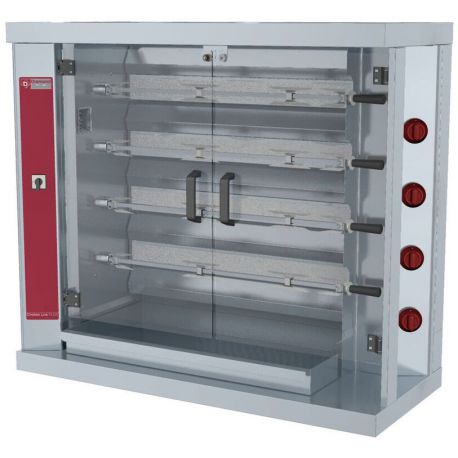 Rôtissoire à poulets gaz 4 broches - Acier inox AISI 304 - Capacité 5 poulets par broche - Diamond JFRVG/4-D_0