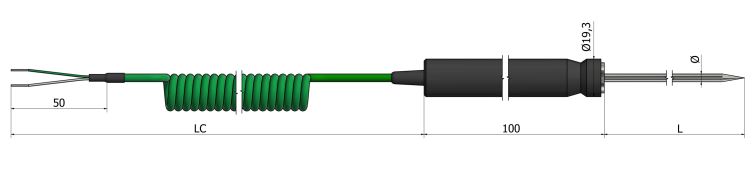 Thermocouple à piquer - Poignée plastique - TP13 - Types K, N, J, T, E, R, S, B - Différents diamètres et classes disponibles_0