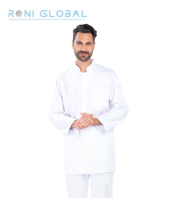 Tunique de travail homme manches longues blanche - Coton et polyester - 3 poches - GREGORY REMI CONFECTION_0