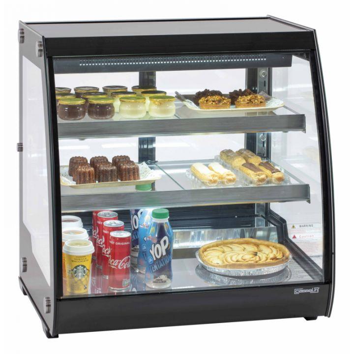 Vitrine ventilée positive 156 Litres, 3 niveaux, 2 portes vitrées coulissantes, noire, 170 W - MONO_0