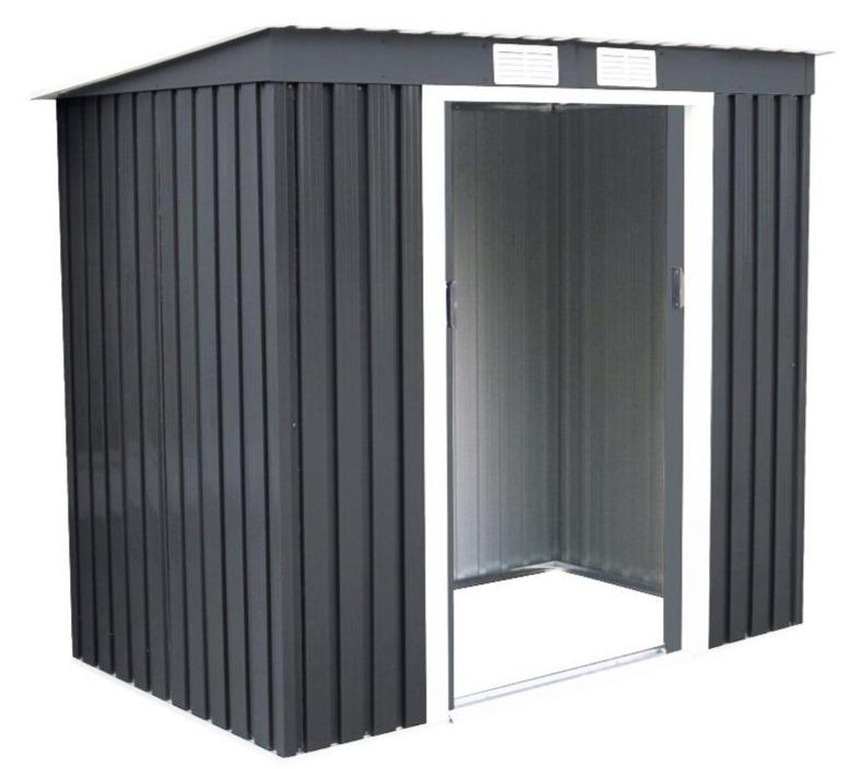 Abri de jardin en métal - cabane à outils en tôle galvanisée 213 x 130 x 173 cm - gris - modèle 20_0000097_0