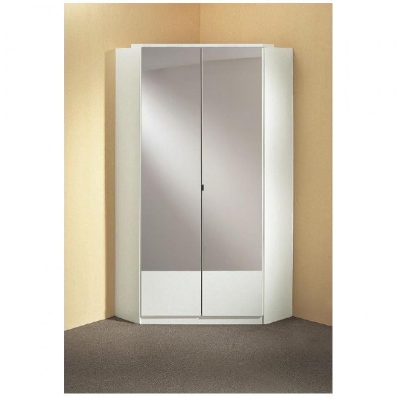 ARMOIRE DRESSING D'ANGLE DINGLE 2 PORTES MIROIRS 95*95 BLANCHE_0