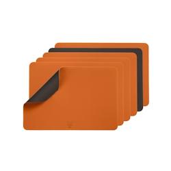 Bjorn Set de table rectangulaire réversible - 6 pièces - Cuir recyclé orange et chocolat - multicolore 3701488308363_0