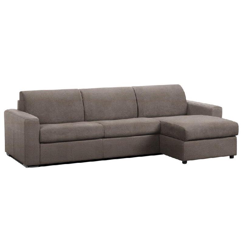 Canapé d'angle réversible MASTER EXPRESS - Couchage 140 cm à lattes RENATONISI - Microfibre taupe_0