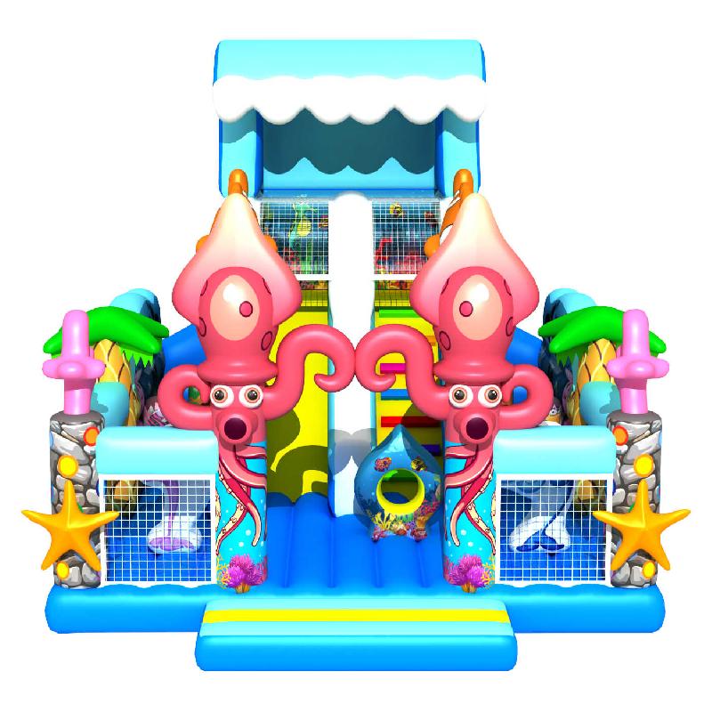 Château gonflable Undersea Adventure - Réf.CO41-1-1-LI - 9x6,2x6,3m avec toboggan et décor sous-marin_0