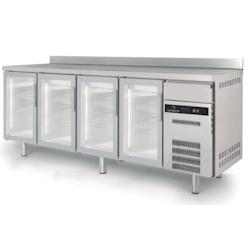 CORECO Arriere Bar 600 - 4 Portes Vitrees - -2/+8 - 2545X600X1040 - Int Et Ext Inox - Double vitrage - Eclairage Led - Avec Dosseret FSRV-250-S - Aci_0