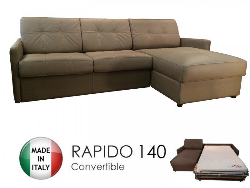 Canapé d'angle réversible Express Cube Deluxe - cuir vachette taupe - matelas 16 cm avec coffre - couchage 140x197 cm_0