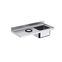 Plonge Inox avec Bac et Trou Vide-Déchets - 1400 x 700 - Distform - l140- L- P70- h- Inox - 0641094413811_0