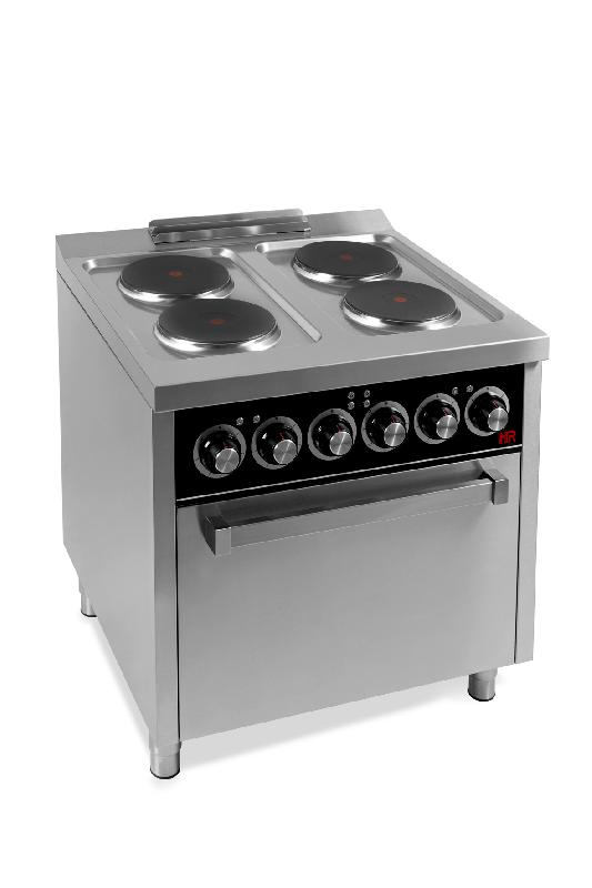 Fourneau électrique professionnel 4 plaques - avec four électrique - profondeur 750 mm - CE4P750H_0