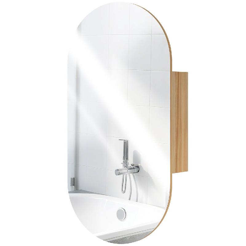 Helloshop26 - Armoire murale miroir ovale salle de bain 45 x 13,5 x 90 cm étagères gain de place moderne épuré en MDF bois naturel 21_0002073 - ve_0