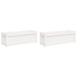 Helloshop26 - Jardinière bac lit surélevé plantes fleurs jardin terrasses lot de 2 bois de pin massif blanc 02_0039036 - 3000217987962_0